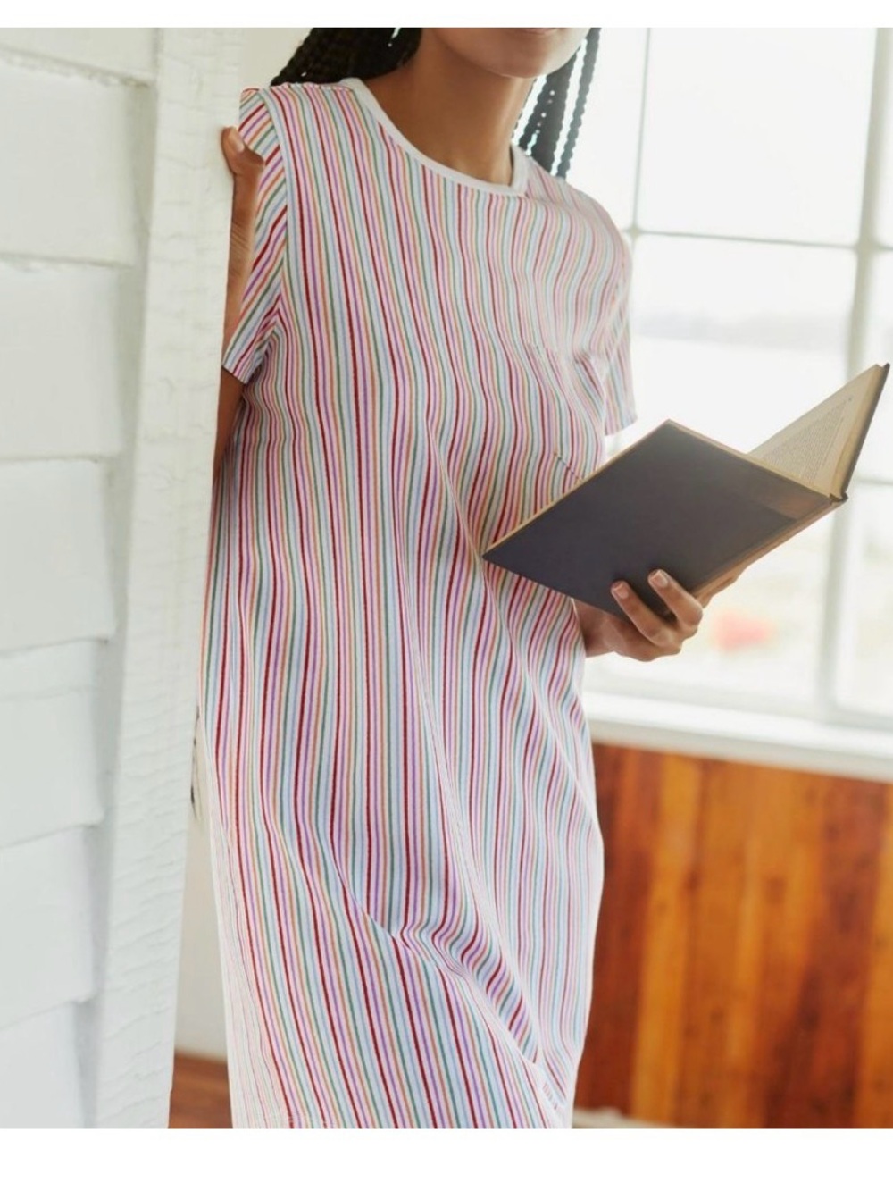 Roller Rabbit Women’s Striped 100% Cotton T-Shirt Mini Pajama Dress Small